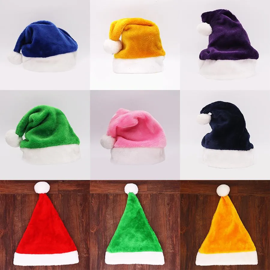 Decorazioni natalizie Cappelli da festa Cappello di Natale in peluche Cappello adulti di Natale rosso rosa 29 * 39 cm