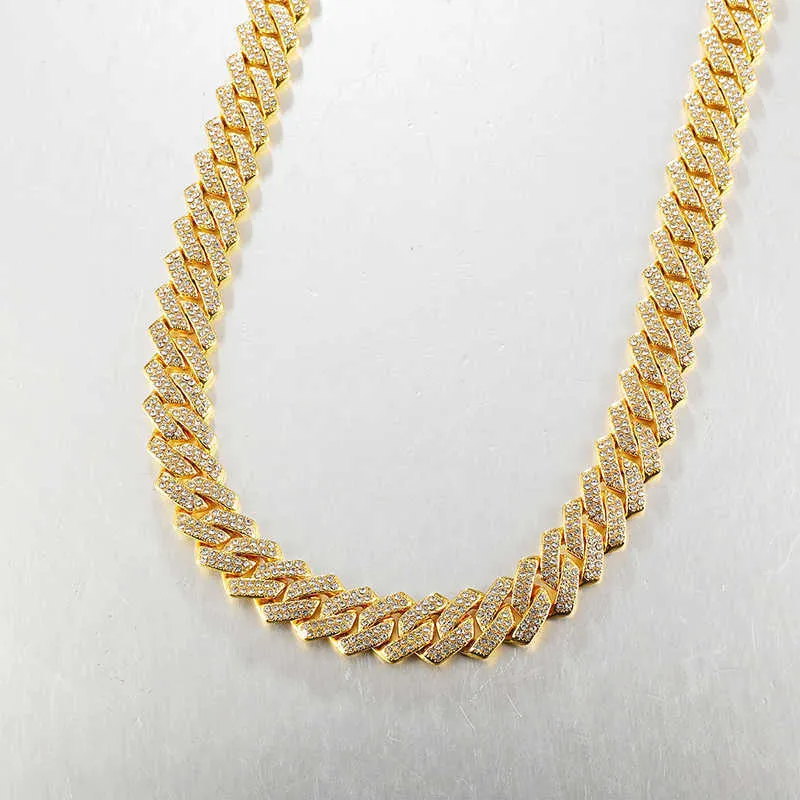 Hip Hop Aaa Bling 13 5mm chaîne de broche cubaine 2 rangées collier homme de glace diamant Zircon pavé collier pour hommes bijoux pour femmes 2138