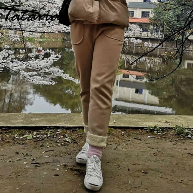 タタリアの女性の冬のカシミヤのハーレムのズボン厚い脚のズボン210514のための厚い暖かい女性の緩いカジュアル