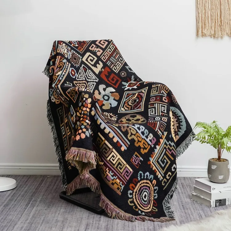 Aggcual bohemian kasta filt dubbelsidig jacquard soffa filtar täcker multifunktionell bäddsoffa sängkläder picknick mat matta