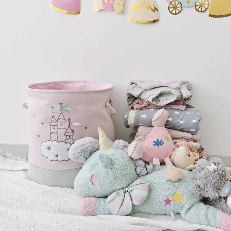 Bébé jouets panier pliant organisateur pour vêtements blanchisserie enfants chambre Paniers De Rangement stockage baril 210609