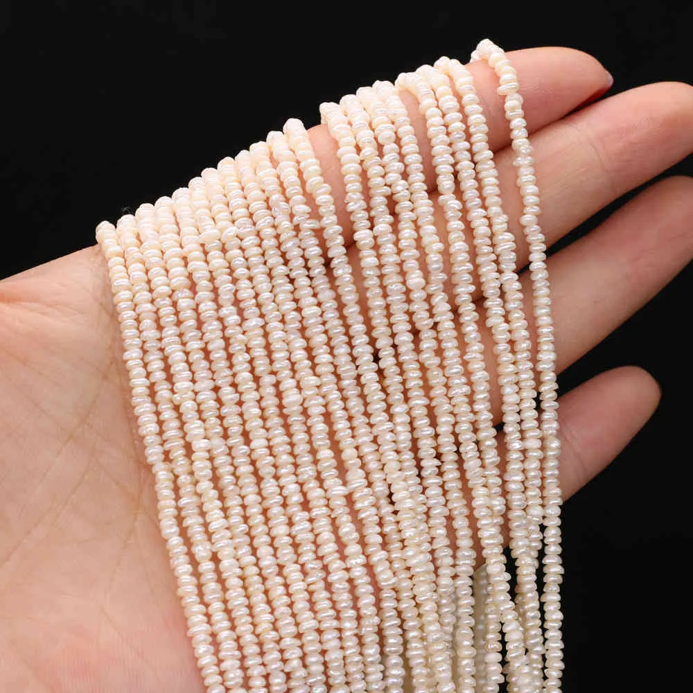 Perles fines 100% naturelles d'eau douce de forme plate, pour la fabrication de bijoux, bracelets, colliers, boucles d'oreilles pour femmes, taille 2-2.5mm