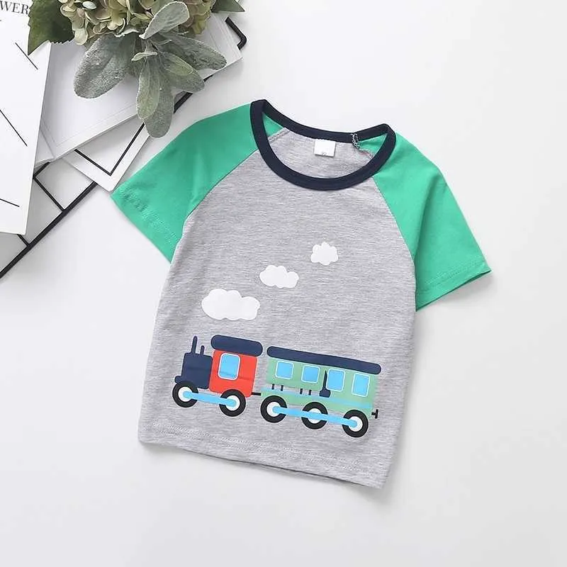 Été bébé/enfant en bas âge dessin animé voiture impression t-shirt enfants hauts à manches courtes T-shirt vêtements 210528