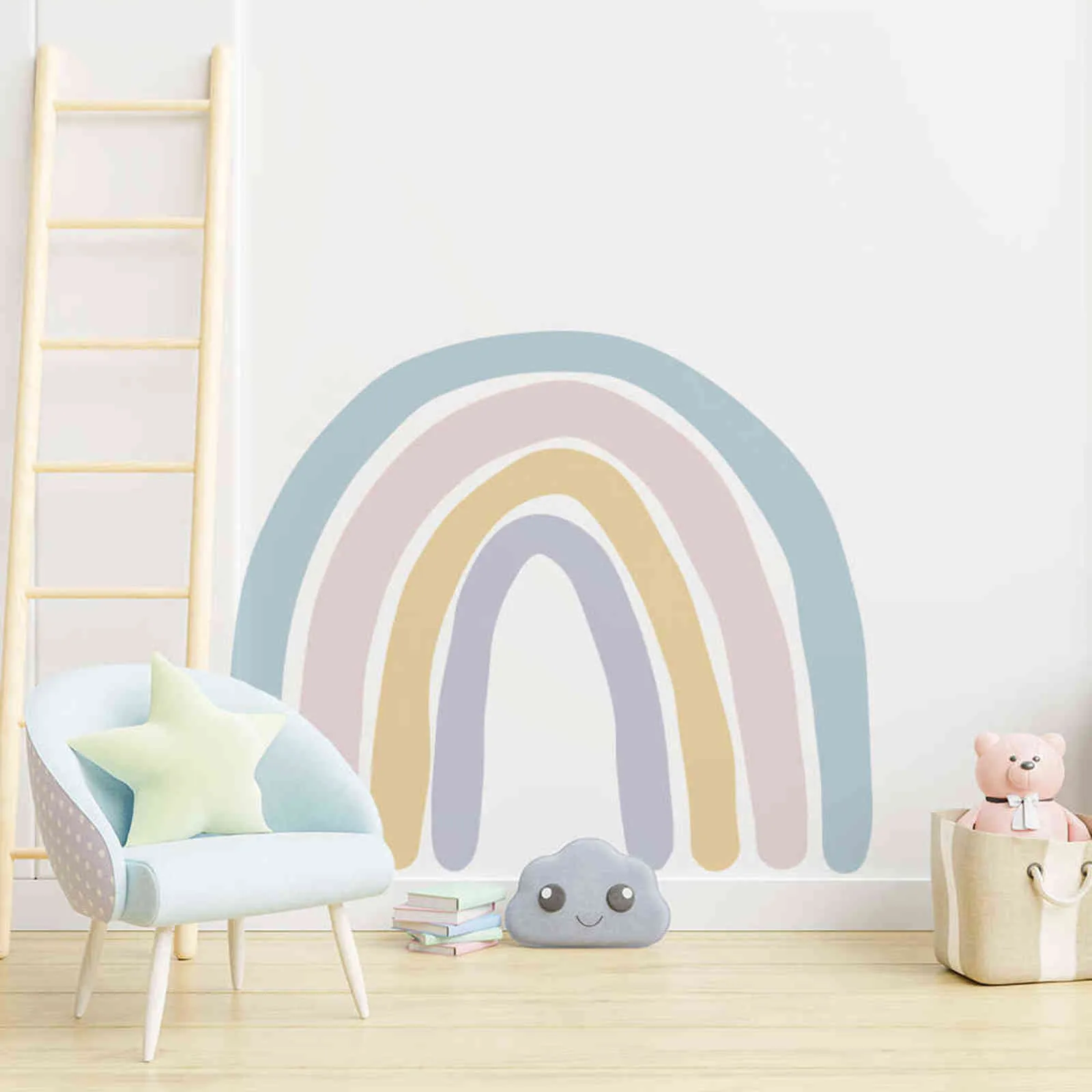 Grande arcobaleno Acquerello Home Decor Wall Sticker Autoadesivo la camera dei bambini Soggiorno Nursery Decalcomanie Nordic Kid Stickers 211112