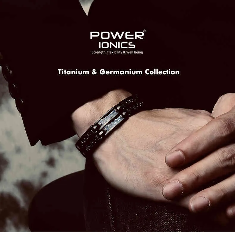 Power Ionics Mens Svart / Blå / Röd Kolfiber 100% Rent Titanmagnetisk Terapi Armband Armband Börja Blodcirkulationen