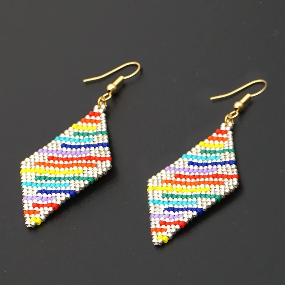 Go2boho Boho Rainbow Pendientes Large Earring For Women Jewelry Miyuki Earrings Bohemian Ear Ring Hanging Handmade Jewellery