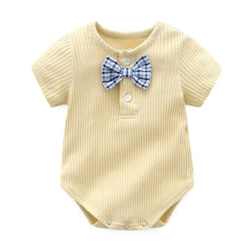 Bébé garçon fille manches courtes couleur bonbon barboteuses été vêtements en coton pour bébé 210429