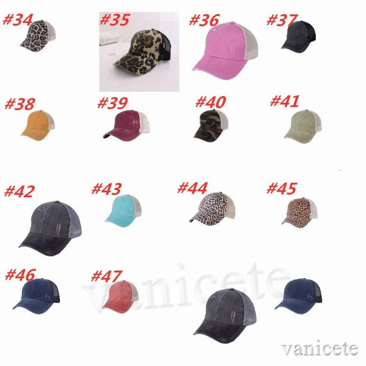 Cappelli da festa Criss Cross Cappello a coda di cavallo 71 stili Criss Cross Lavato Distressed Messy Buns Ponycaps Berretti da baseball Trucker Mesh T2I52518883075