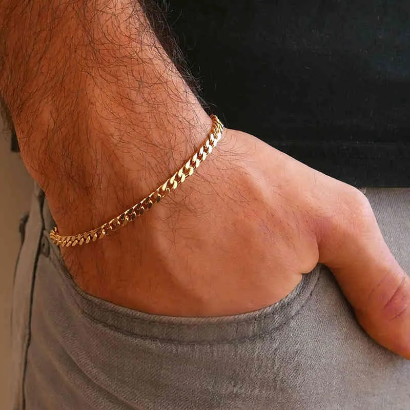 Mężczyźni Proste 3-11 mm stal nierdzewna krawężnik kubańska łańcuch łańcucha linków dla kobiet unisex na nadgarstek prezenty biżuterii 247z