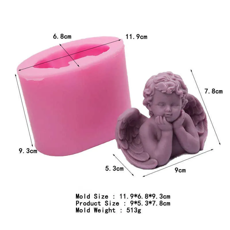 3D Angel Baby Candle Silicone Mold Clay Handmade Soap Fondant Form Chocolate Mould Plaster Cake Decorating Tools 210721270W