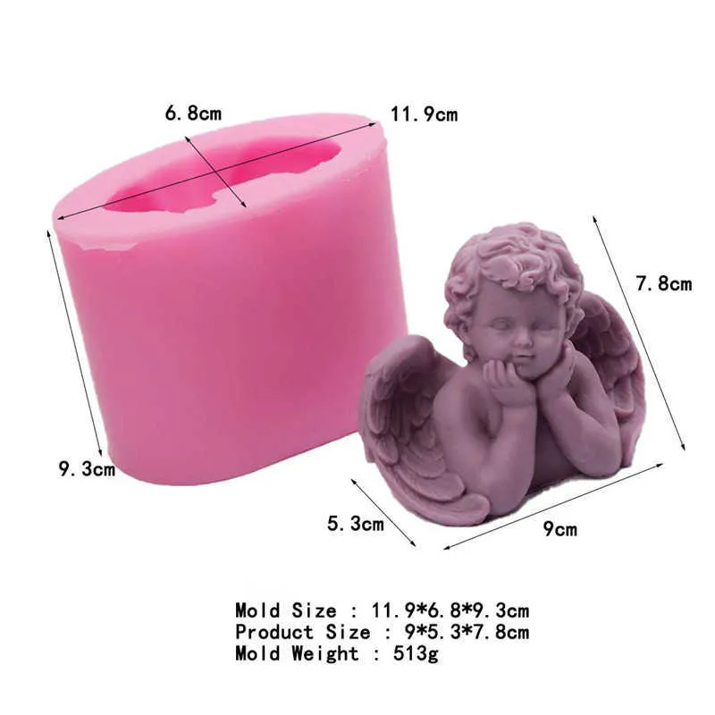 3D Angel Baby Candle Silicone Mold Clay Handmased Soap Fondant Form Chocolate Mold Pips Cake Decorating Tools 2107215709144