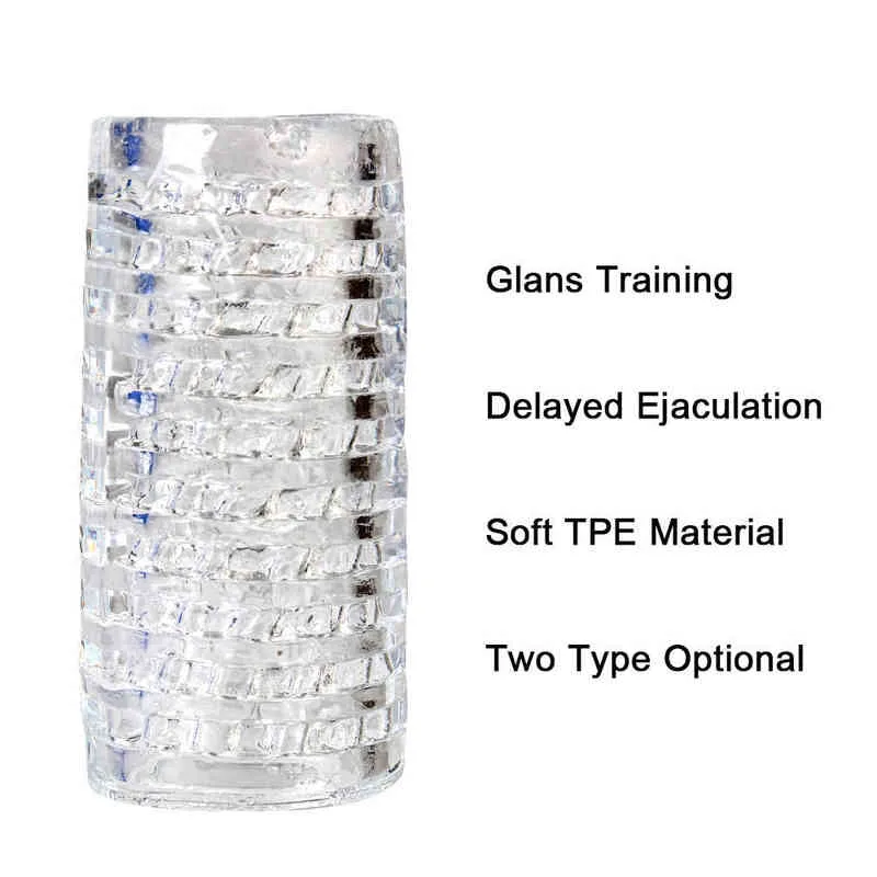 NXY Sex Masturbators Soft Tpe Toy pour hommes Retarder l'exercice Glans Trainer Cock Training Male Masturbator Cup Produits pour adultes Penis Sleeve 220127