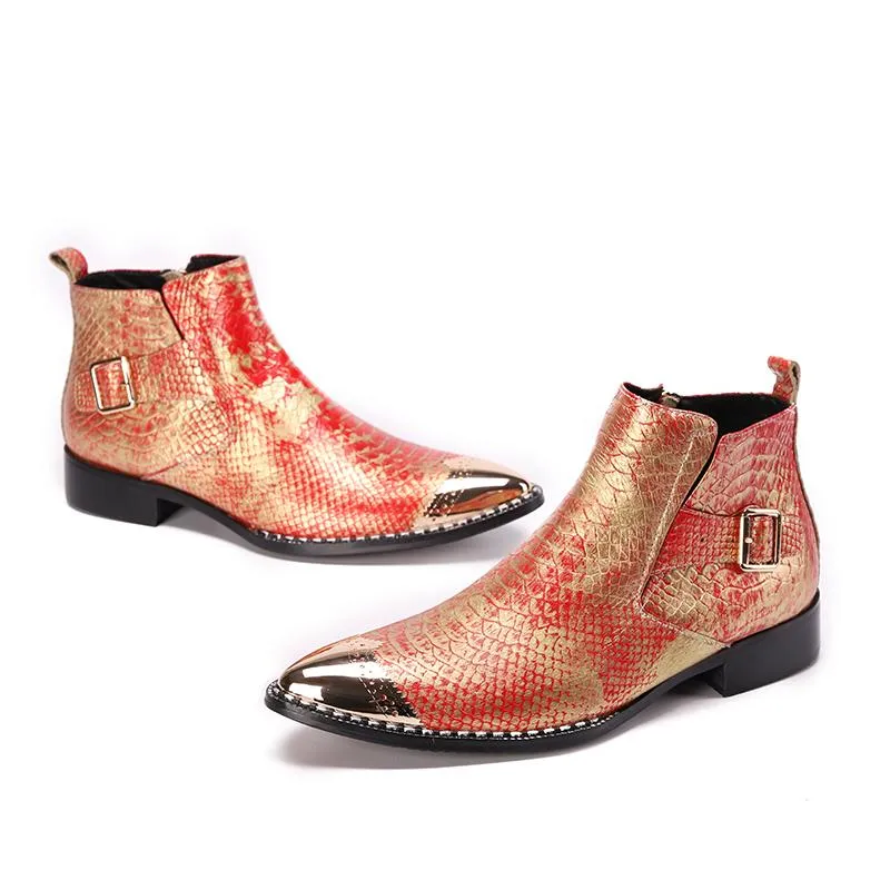 Мужчины Party Boots Boots Заостренные носки формальные платья сапоги настоящие кожаные короткие сапоги мужская обувь