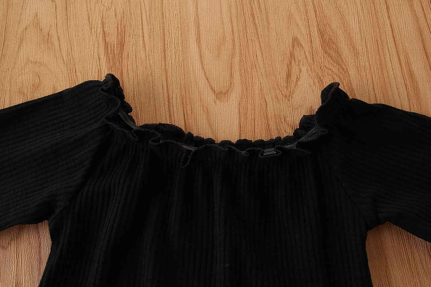 1-6Y夏のファッション子供子供の女の子の服セットのフリルブラックTシャツトップジッパースカート衣装衣装210515