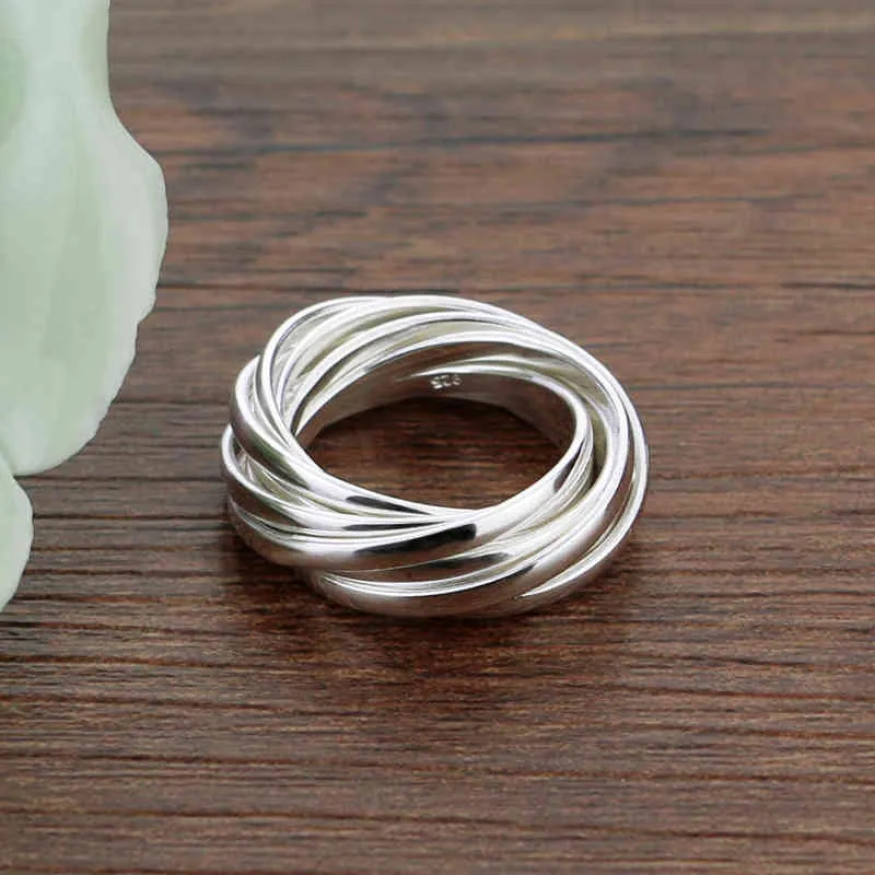 Стерлинговое кольцо стерлингового серебра 925 Специальная 9 петли дизайн свадьбы женские оригинальные ювелирные изделия подарок 211217