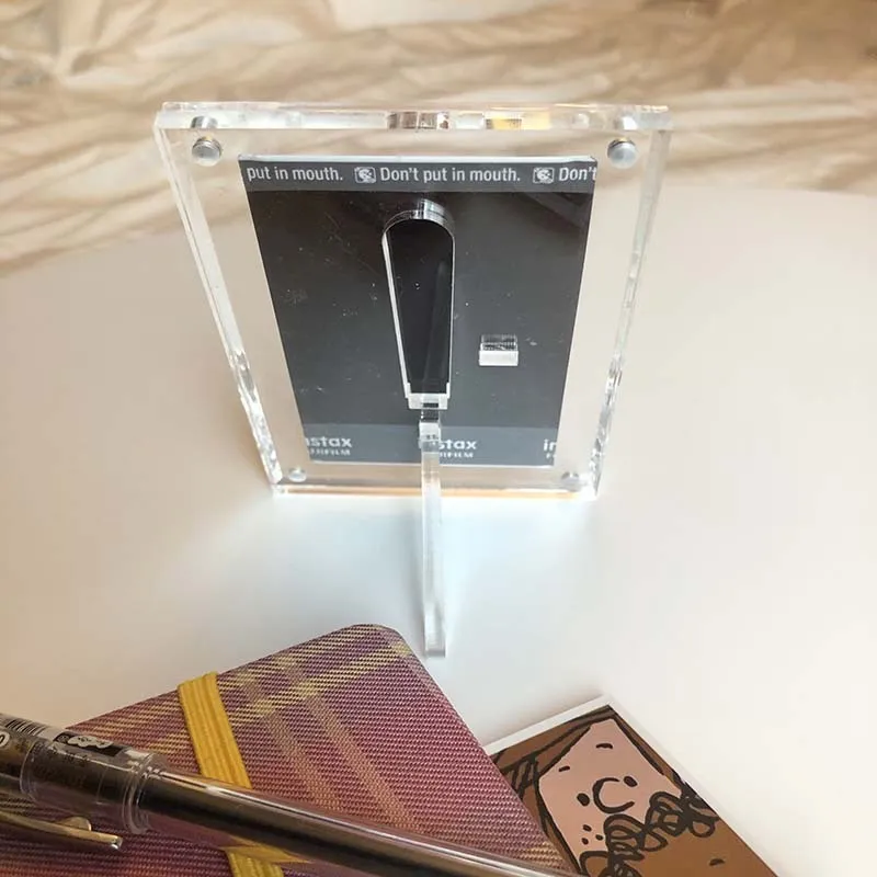 Acrylique Forte Magnétique Double Face 3 Pouces Polaroid Po Cadre Transparent Présentoir Promotionnel Étiquette Papier