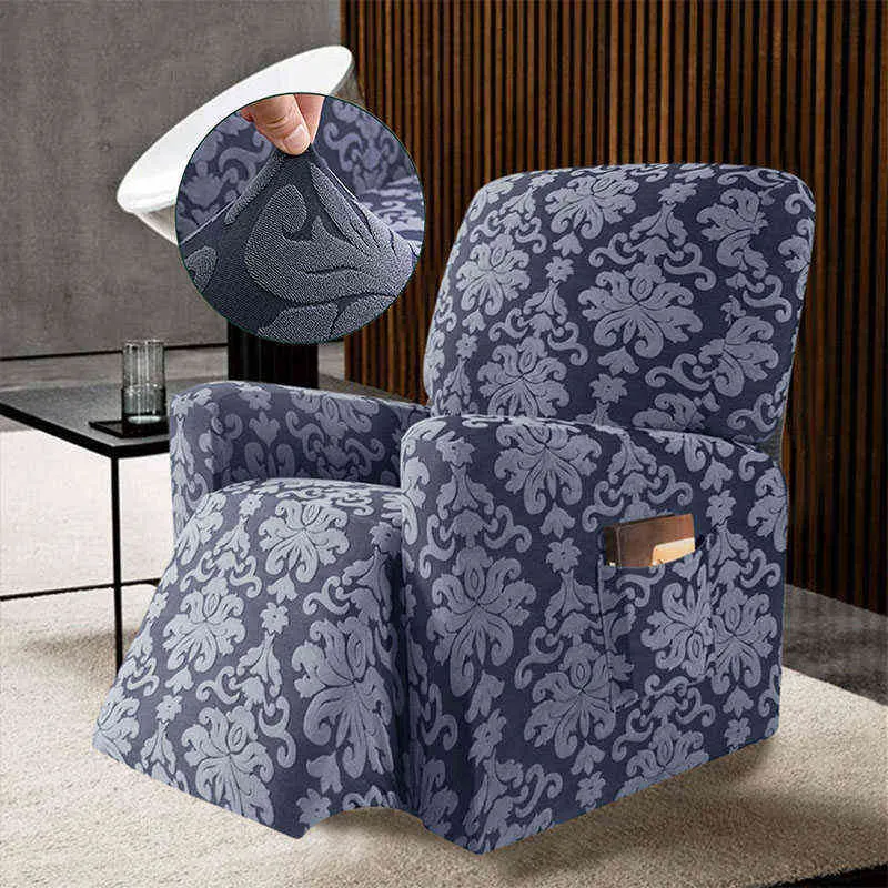 Jacquard Recliner Sofa Chair Cover Elastic Armchair Slipcover All-inclusive Relax Massage 211116