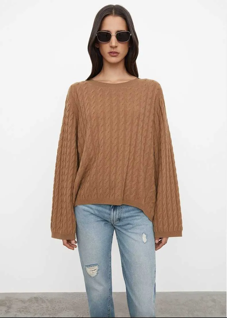 kleuren !! TOTO * E CABL * Winterseizoen Kasjmier O-hals Casual Losse stijl Langere Achter Sweater 211011