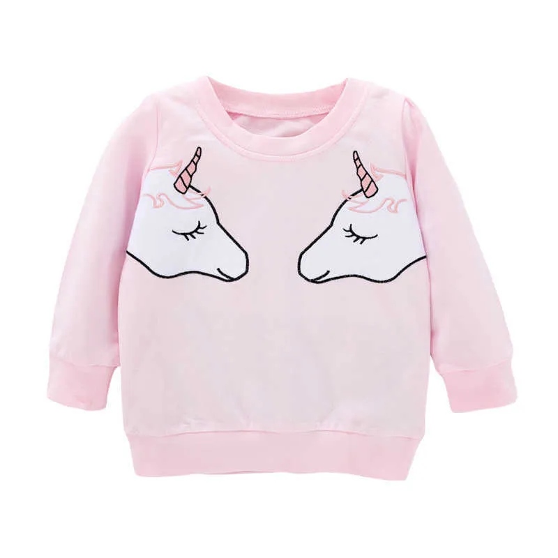 Jumping Meters Manga larga Niñas Sudaderas de algodón para invierno Otoño Bebé Venta Unicornios Apliques Camisas de moda 210529