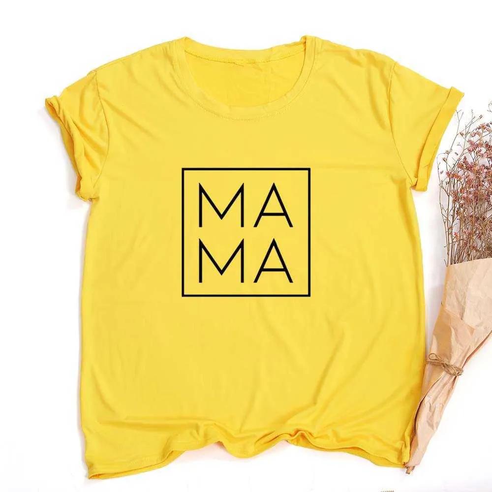 Mama Square Print Femmes D'été T-shirt Maman Vie À Manches Courtes T-shirts Graphiques Cadeau pour Mère Femme Harajuku T-shirt Camisas Mujer X0621