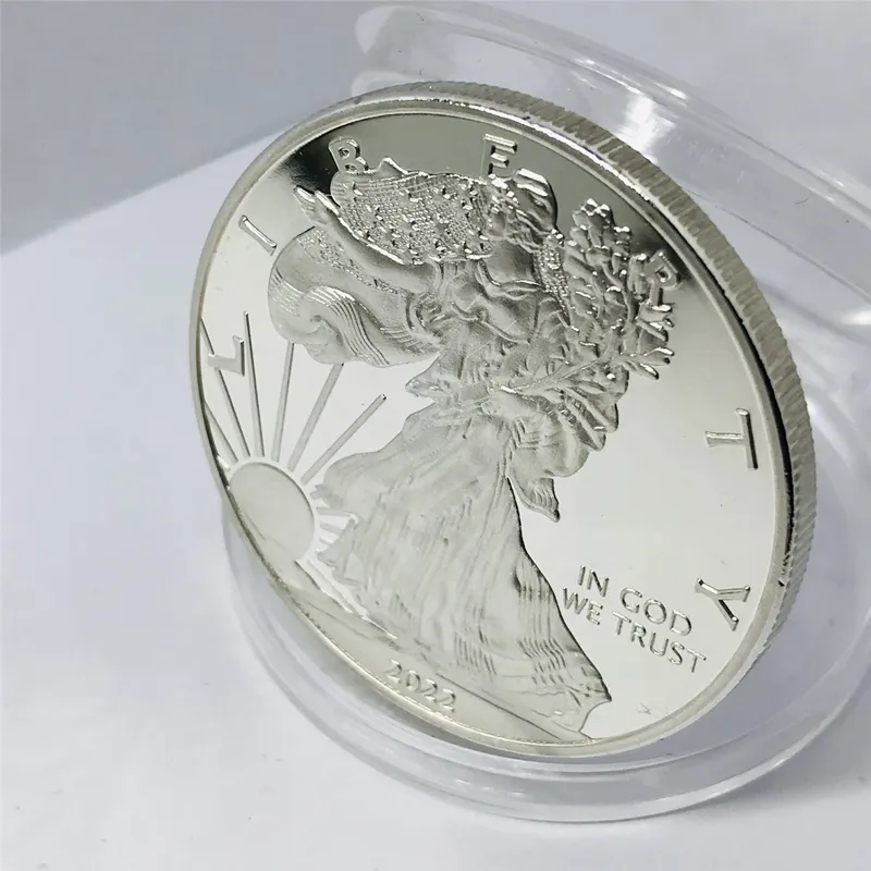 비 Magneitc 2022 아메리칸 이글 금속 공예 자유 실버 도금 1 OZ Collectible Home Decoration Art Commorative Coin