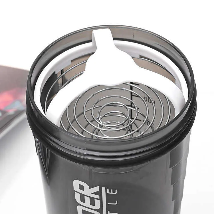 500 ml Plastik Shaker Şişe Kupası Protein Spor Salonu Protein Tozu Çalkalayıcı Mikser Kupası Şişe Spor Su Şişesi Drinkware BPA Ücretsiz 210923