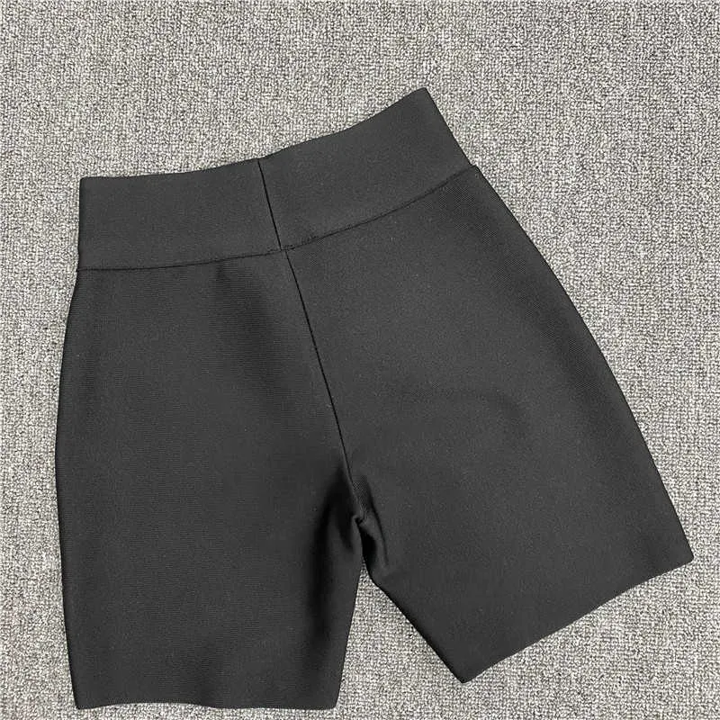 10 Couleurs Bandage Shorts Blanc Noir Gris Pantalon Court Taille Haute Qualité Rayonne Vintage Vestios 210719