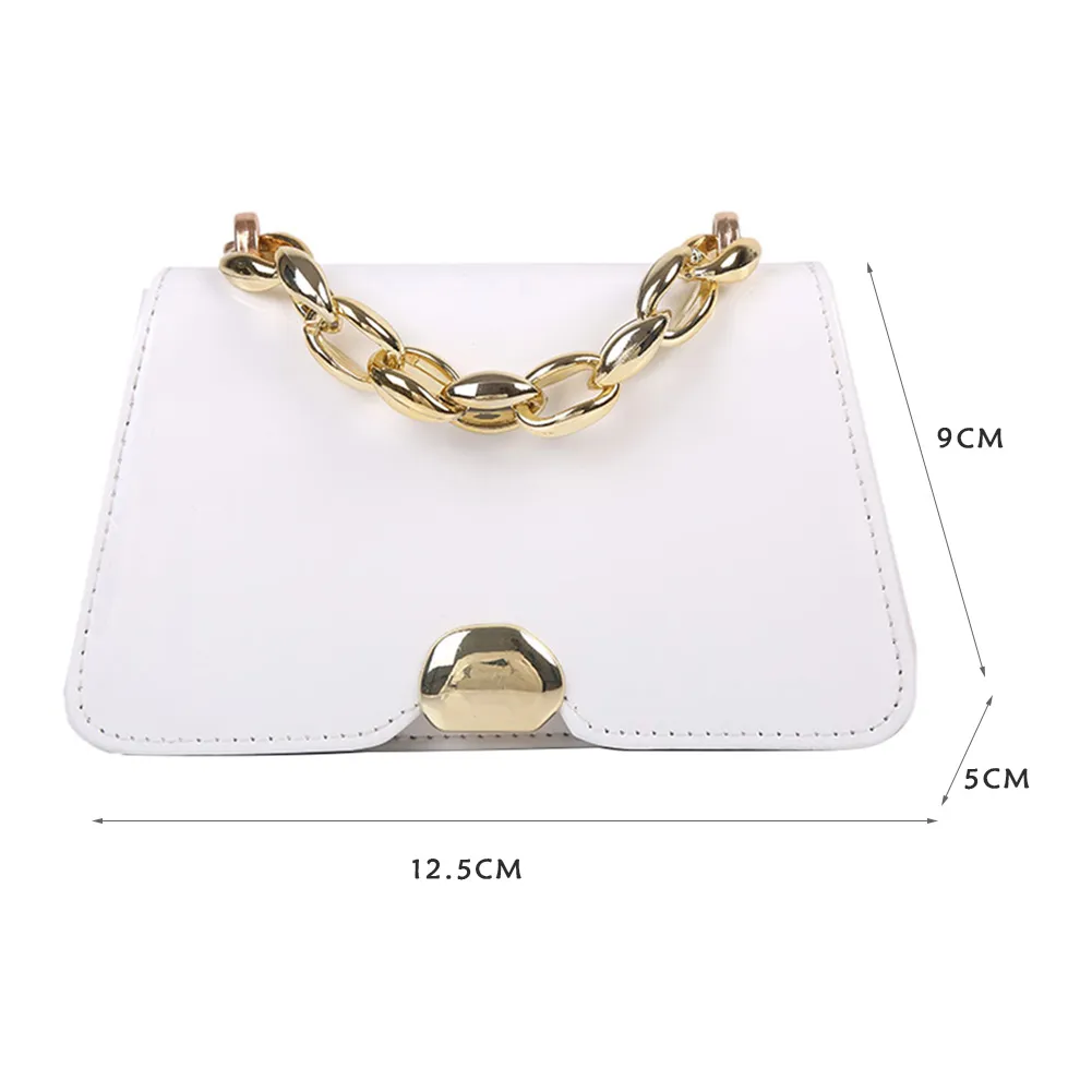 Retro PU Leather Mini Crossbody Bag For Women Fashion Thick Chain Small Handbags Casual Solid Color Ladies Shoulder Messenger Ba