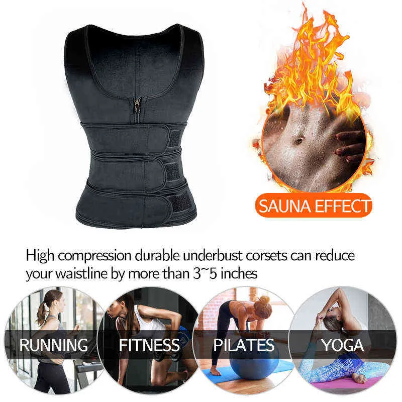 Neoprene Body Shaper Slimming Corset Shapewear Fajas Women Colombian Girdles Sweat Vest Top Tanks Workout Fitness Waist Trainer H1018