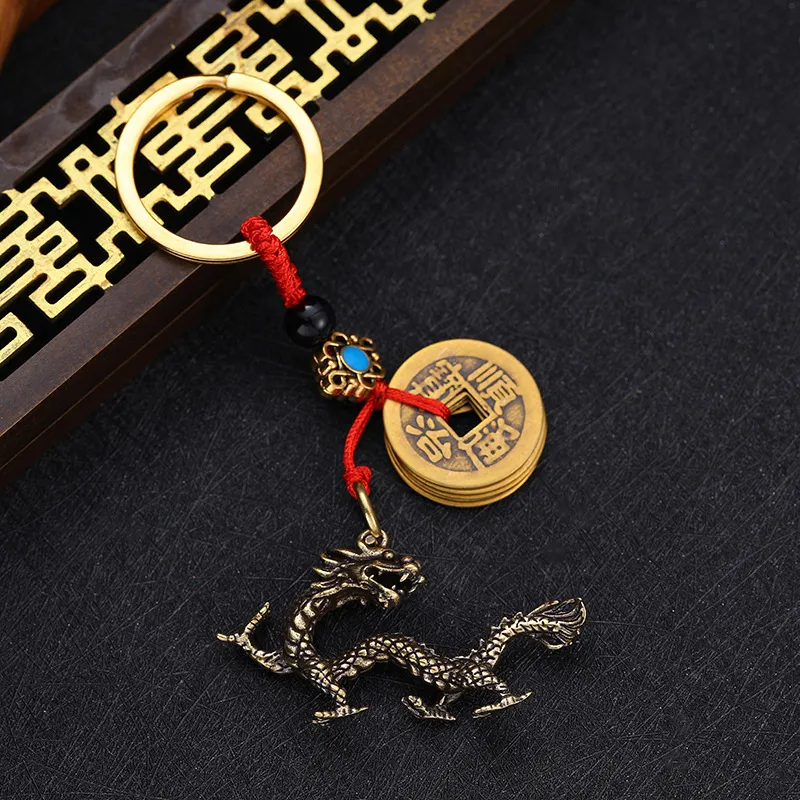 Accessori anelli pendenti con chiave zodiacale in ottone puro creativo Mouse Bue Tigre Coniglio Drago Serpente Cavallo Pecora1265995