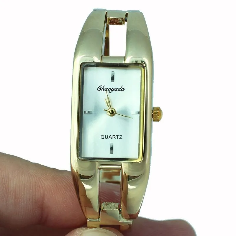 腕時計バンゲル時計女性ステンレス鋼ダイヤルバングルカフクォーツウォッチブレスレット腕時計モントレフェムレロジオ337z