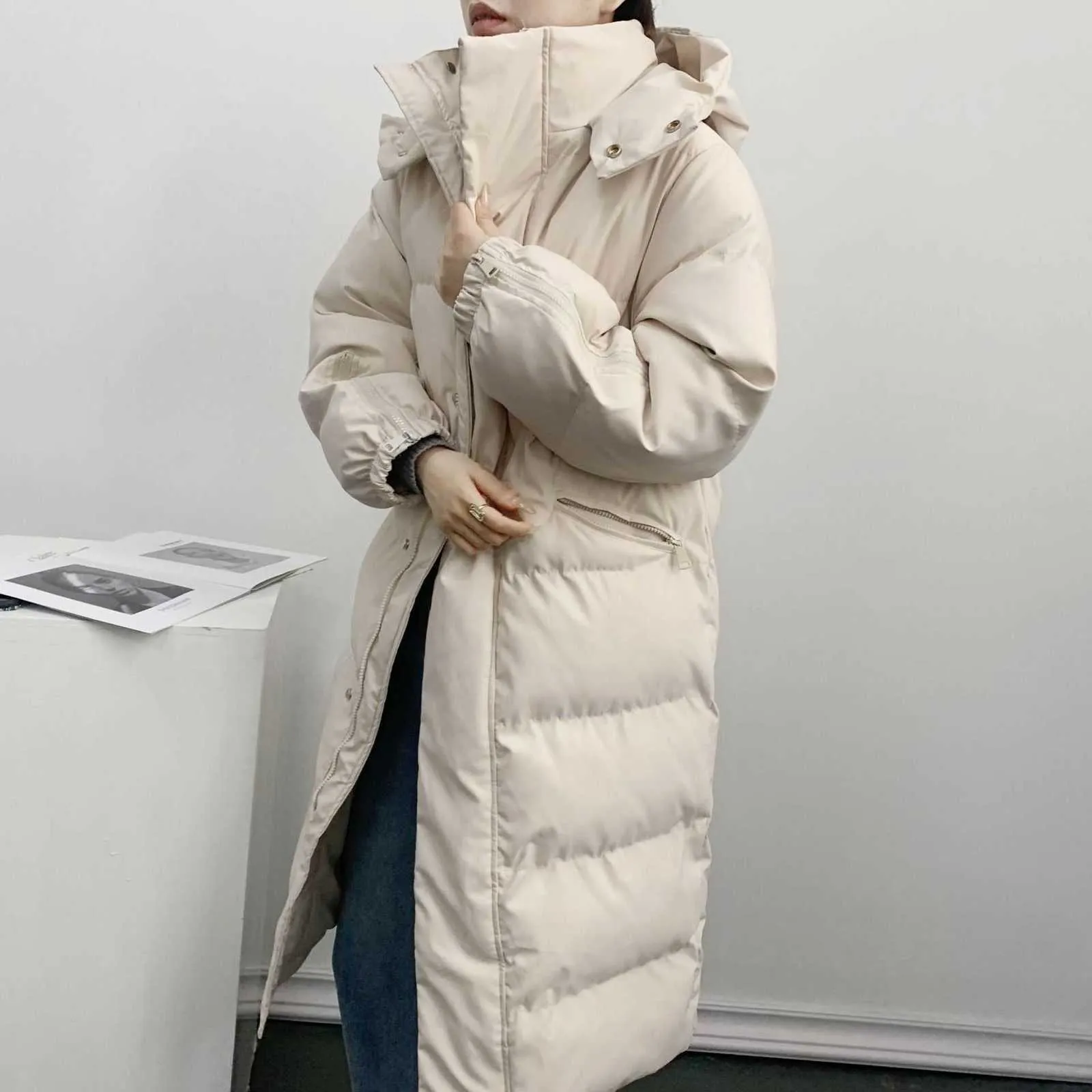 Kvinnor Winter Coat Parkas Koreanska Coats Högkvalitativ tjock lång 211013