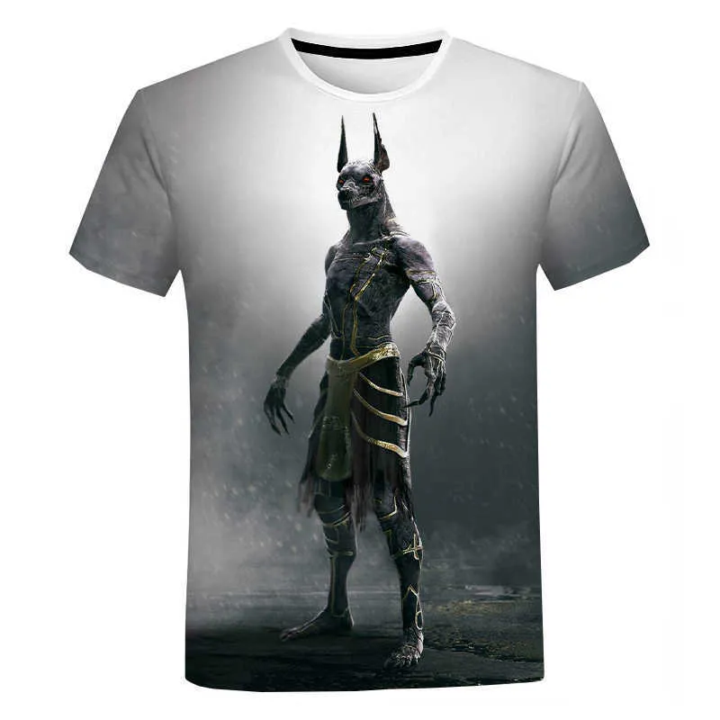 Retro-Stil Alter Horus Ägyptischer Gott Auge von Ägypten Pharao Anubis 3D T-Shirts Männer Frauen Harajuku Übergroßes T-Shirt 210706