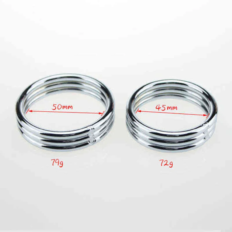 NXY Cockrings Metal 3 Katmanlı Süperpozisyon Penis Ereksiyon Gecikme Boşalma Dick Yüzük Kilidi Semen Kalıcı Cock 40 45 50mm Erkekler Için Seks Oyuncakları 0214