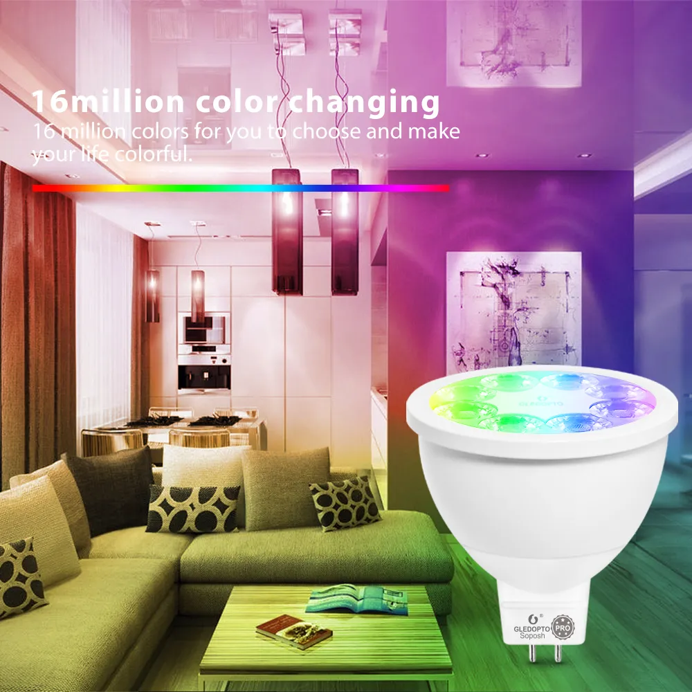 GLEDOPTO Smart ZigBee 3.0 4W RGBCCT MR16 Faretto Pro Lampadina Angolo del fascio di 25 gradi Funziona con Alexa Echo Plus APP/Voce/Controllo RF