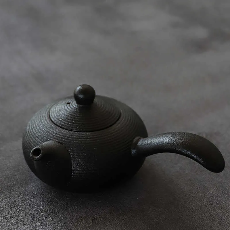 LUWU Siyah Çırpma Seramik Kyusu Çaydanlıklar El Yapımı Çin Çay Potu 165ml 210724