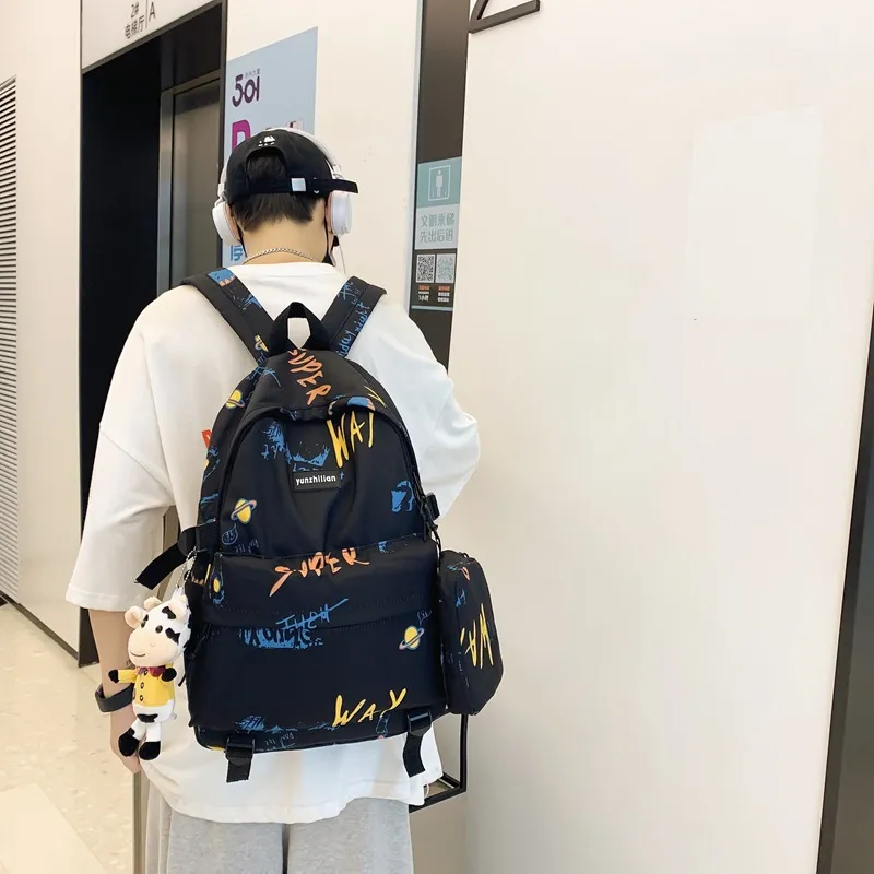 Hong Kong Style Graffiti Mens Osprey Backpacks Fun And Cool High School Bag For Students From