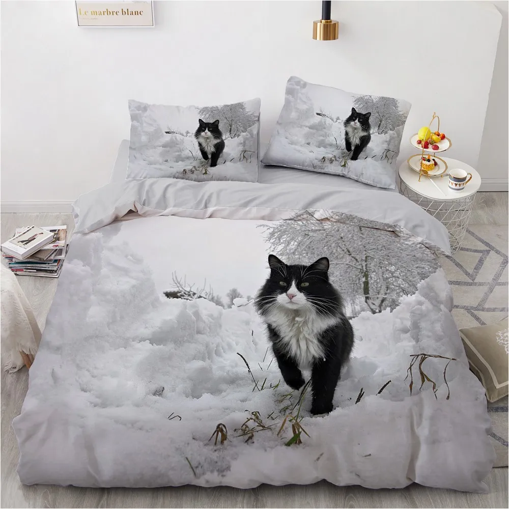 Set biancheria da letto 3D Set copripiumino piumino bianco Set consolatore Biancheria da letto Federa King Queen 140 * 210 cm Taglia Cani Pet Dog Cat Design 210313090185