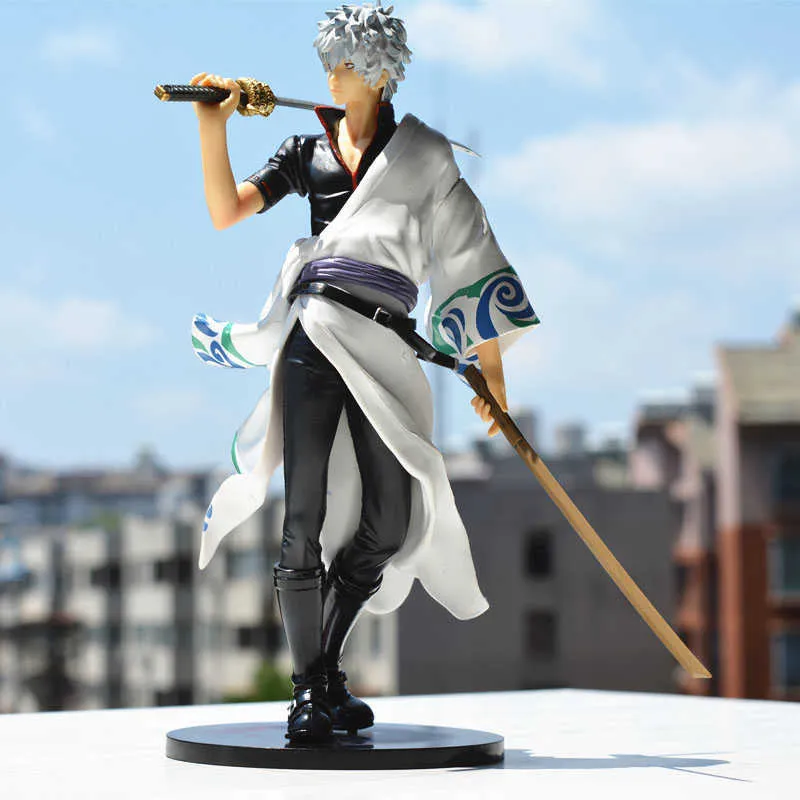 Gintama Sakata Gintoki Действие Рисунок 1/8 Масштаб Окрашенная фигура Боевая версия Sakata Gintoki PVC Рисунок Игрушка Brinquedos Anime Q0722