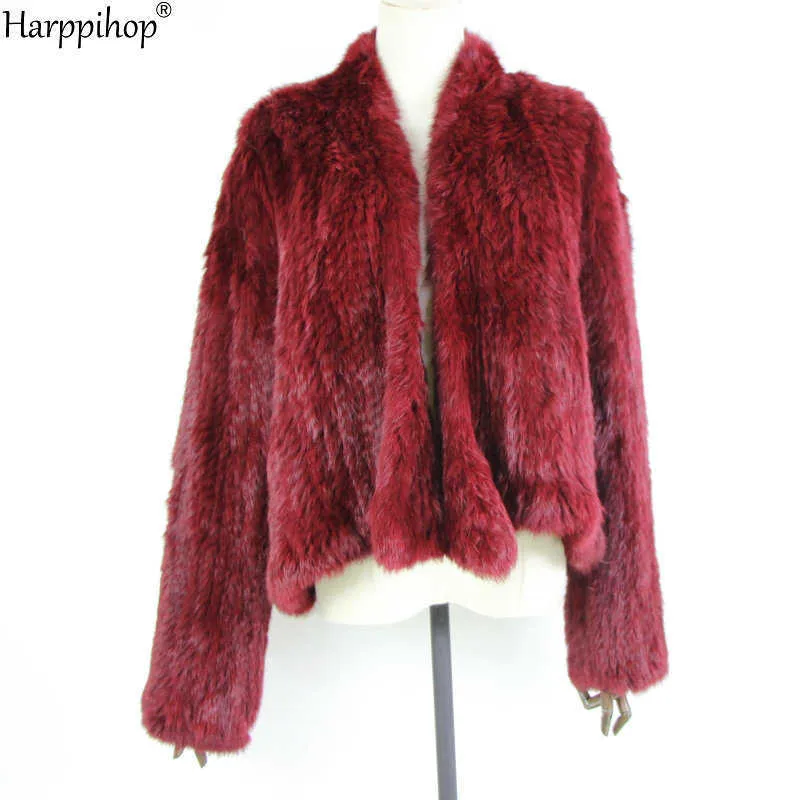 Cappotto in pelliccia di coniglio lavorato a maglia Slim Jack Real Hand Genuine Jacket / Sheared 211018