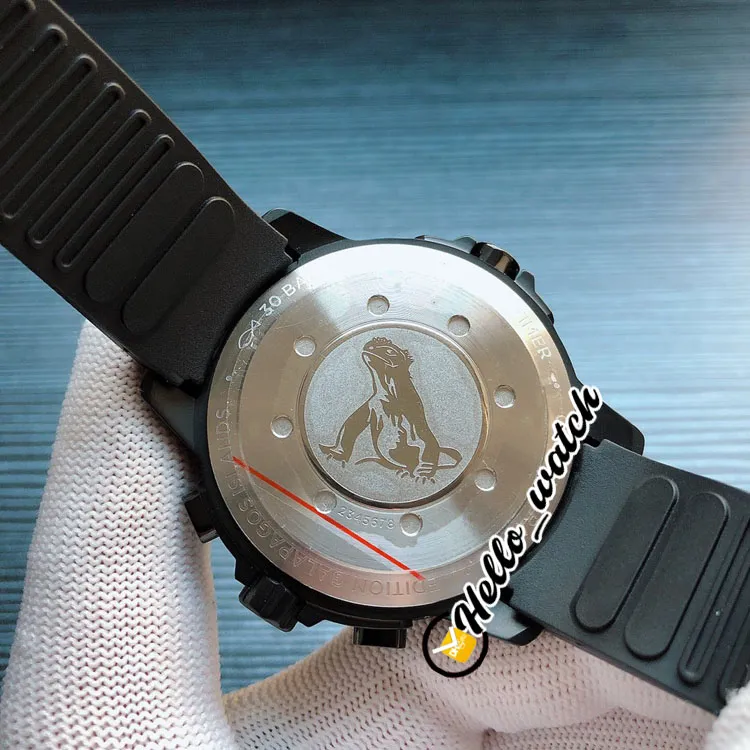 44mm Aquatimer Family Watches Chronograph Edition Laureus IW379507 Blue Dial Miyota Quartz Mens Watch PVD Black Steel Case Rubber 320A