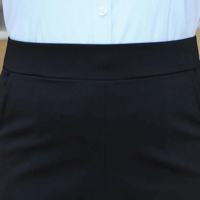 Printemps et automne grande taille femmes bureau de haute qualité jupe trapèze taille haute noir dames demi-longueur vêtements de cérémonie 210527