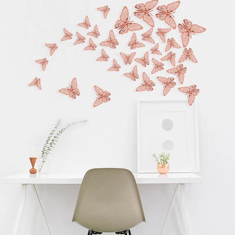 3D Hollow Butterfly Wall Sticker Decoration Butterflies Diy Home Home Removable Dress Decoration Party Wedding Kids Room Window