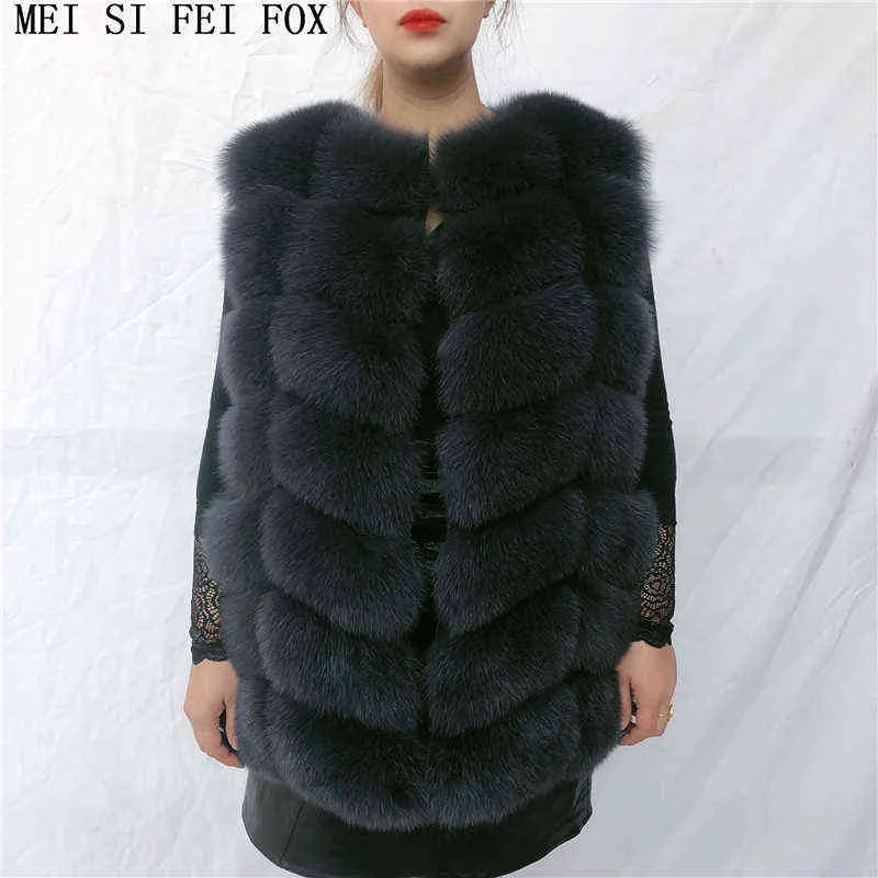 Натуральный меховой жилет дамы зимнее осеннее пальто теплого из натуральных женщин настоящий подлинный VES 21110