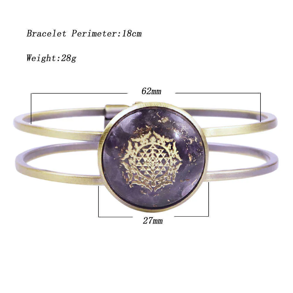 Bracelet de manchette en orgonite en cristal de quartz naturel - Orgone Energy Emf Protection Énergie de guérison Divine Bijoux féminins Q0720