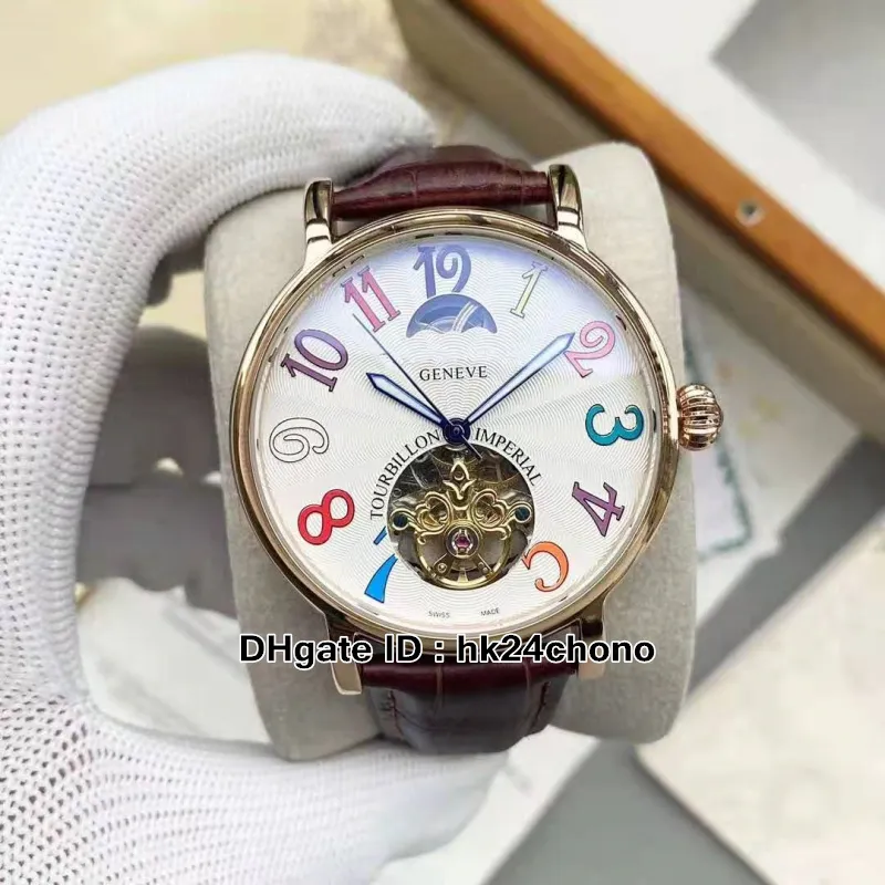 2021 Ronde 7002 T Col DRM D Tourbillon 자동 남성 시계 42mm 흰색 다이얼 스틸 케이스 가죽 스트랩 패션 게이츠 Watches2607