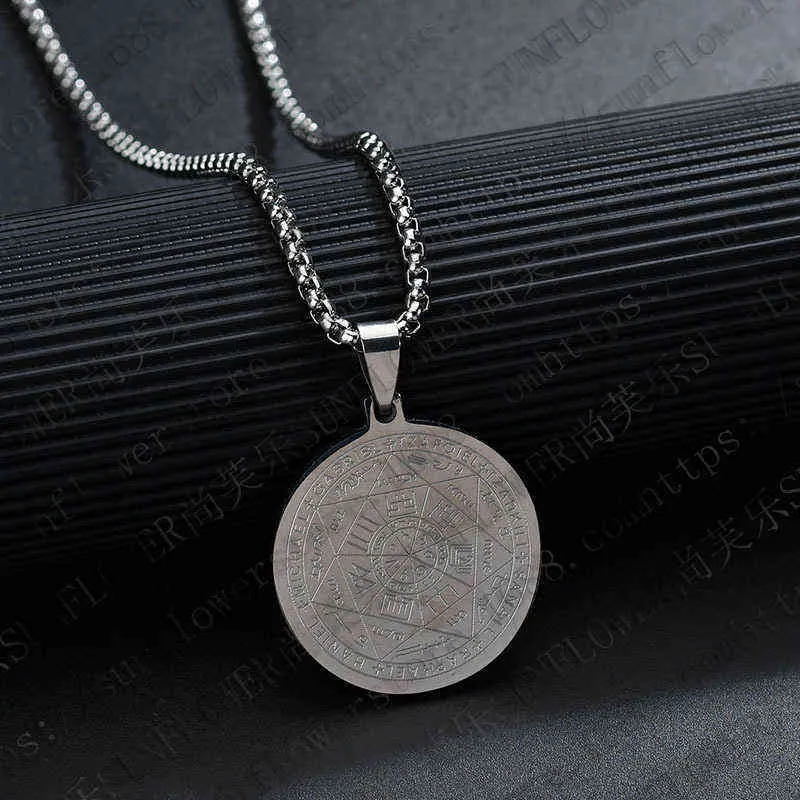 Mode hommes collier sceau de Salomon garde Protection pendentif en acier inoxydable le septième Pentacle de Mars collier bijoux G12135748957