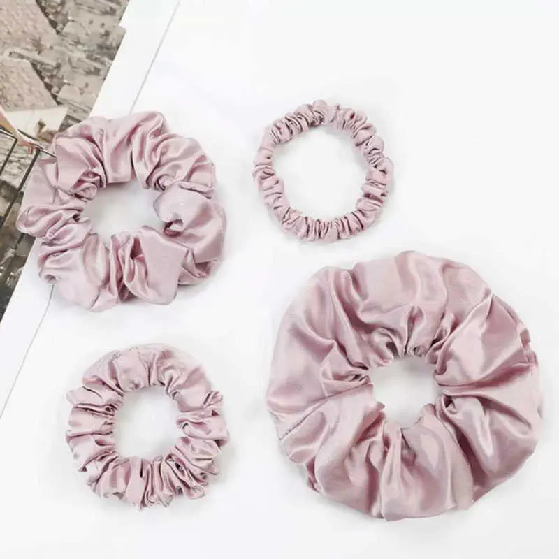 reine Maulbeerseide Scrunchie Haarschmuck weiche Bänder Haar Stirnband Gummibänder Pferdeschwanz Haargummis für Mädchen Frauen 19 Momme X0722