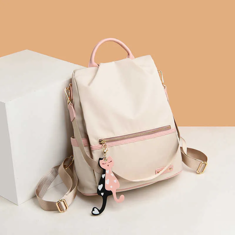 Nova versão coreana da mochila elegante Minimalista Casual Casual Capacidade de Oxford Pano Backpack Y0804