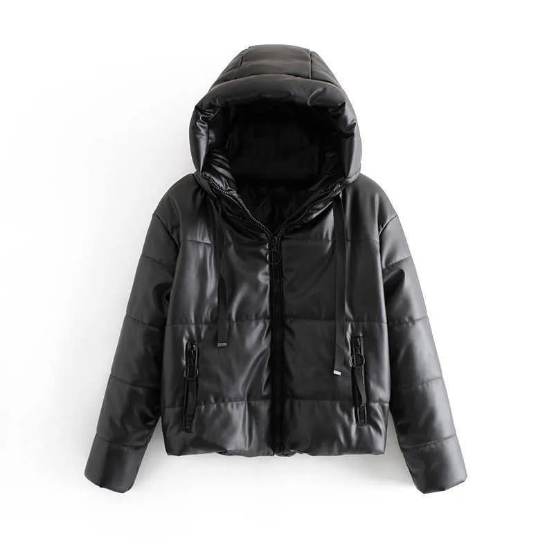 Wixra Womens Jacket Mode Loose Hooded Parka Solid Varm Black Coat Ladies Streetwear Vattentät Parkas Höst 211013